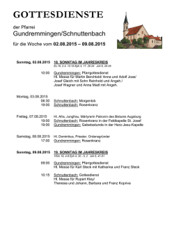 GOTTESDIENSTE - Pfarrei Gundremmingen
