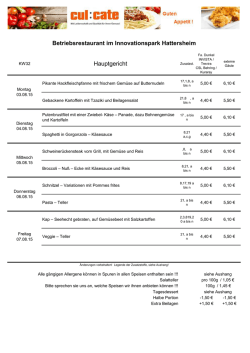 Hauptgericht Betriebsrestaurant im Innovationspark Hattersheim