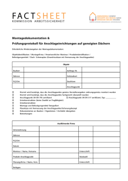 Vorlage Montagedokumentation f&uuml;r Anschlagpunkte auf Steild&auml;chern