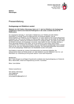 zur Pressemitteilung - SAC Sektion Oberaargau