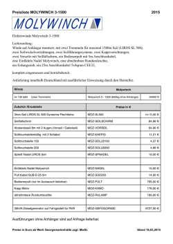 Preisliste MOLYWINCH 3