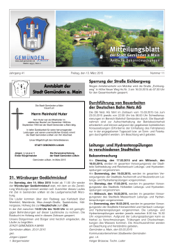 Mitteilungsblatt Nr. 11 vom 13.03.2015