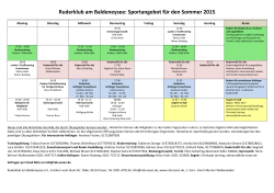 Ruderklub am Baldeneysee: Sportangebot f&uuml;r den Sommer 2015
