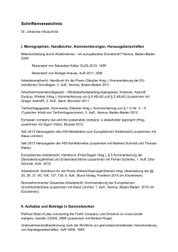 Schriftenverzeichnis - Hugo Sinzheimer Institut