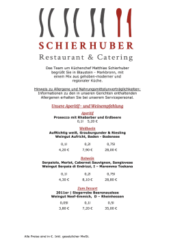 Speisekarte - Schierhuber Restaurant & Catering