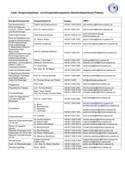 Liste Ansprechpartner und Kooperationspartner