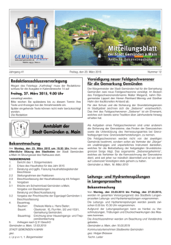Mitteilungsblatt Nr. 12 vom 20.03.2015