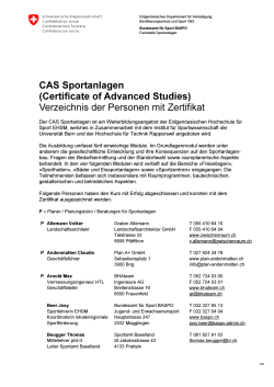CAS Sportanlagen - Bundesamt für Sport BASPO