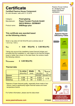 Certified Passive House Component Fixed glazing Pazen Fenster+