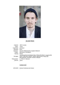 Silvan Frick Vita - Agentur Hilde Stark