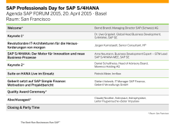 SAP Professionals Day for SAP S/4HANA Agenda SAP FORUM 2015, 20