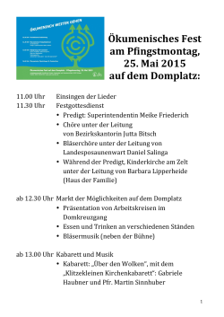 Ökumenisches Fest am Pfingstmontag, 25. Mai 2015