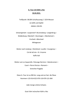 G.-Tour mit Käthi u Res 26.04.2015. Treffpunkt 08.00h