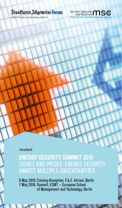 ENERGY SECURITY SUMMIT 2015 CRISES AND PRICES