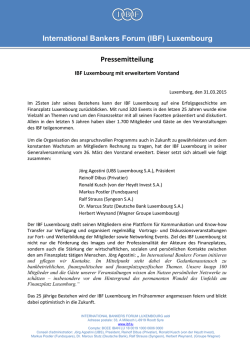 International Bankers Forum (IBF) Luxembourg Pressemitteilung