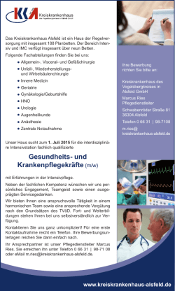 Intensivpflege (m/w) - Kreiskrankenhaus Alsfeld