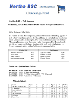 Hertha BSC &ndash; TuS Xanten - Hertha BSC Tischtennis