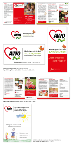 AWO Kindertagesstätte Kell Logoentwicklung, Flyer DIN lang, Fahne