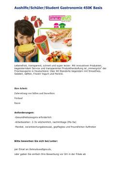 Aushilfe/Schüler/Student Gastronomie 450€ Basis