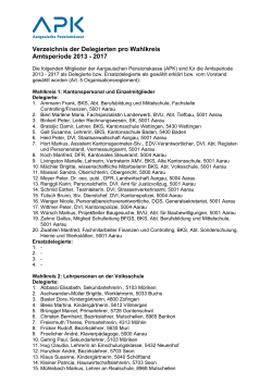 Verzeichnis der Delegierten pro Wahlkreis Amtsperiode 2013