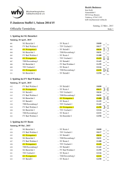 F-Junioren Staffel 1, Saison 2014/15 Offizielle Terminliste