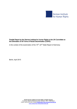 Parallel Report by the German Institute for Human Rights to the UN