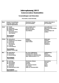 Jahresplanung 2015 - Bezirksverband Oldenburg