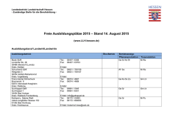 Freie Ausbildungsplätze ab 01. August 2015