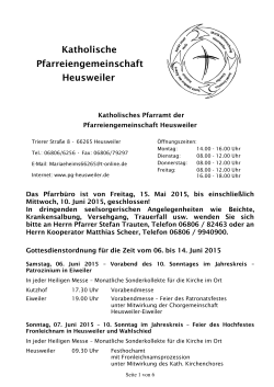 Kirchliche Nachrichten Juni 2015 - Pfarreiengemeinschaft Heusweiler
