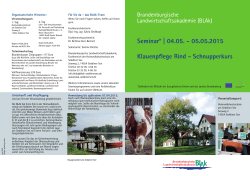 Seminar* | 04.05. - 05.05.2015 Klauenpflege Rind