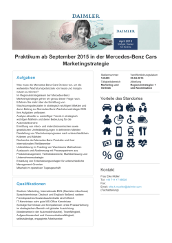 Praktikum ab September 2015 in der Mercedes