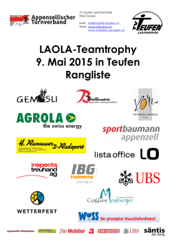 LAOLA-Teamtrophy 9. Mai 2015 in Teufen Rangliste