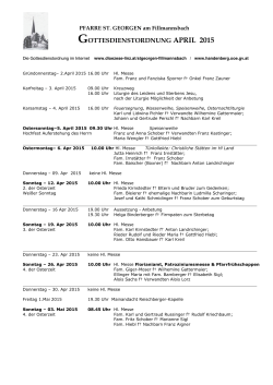 GOTTESDIENSTORDNUNG APRIL 2015