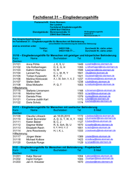 Dienstverteilung Fachdienst 31 - Einliederungshilfe