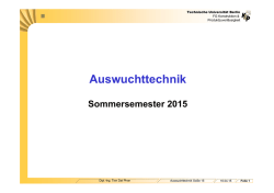 Informationen zur Veranstaltung SoSe 2015
