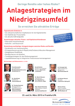 Konferenz: Anlagestrategien im Niedrigzinsumfeld