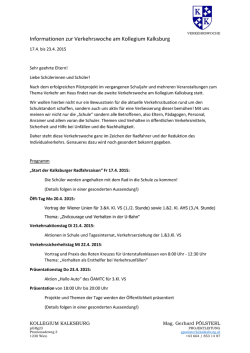 Informationen zur Verkehrswoche am Kollegium Kalksburg