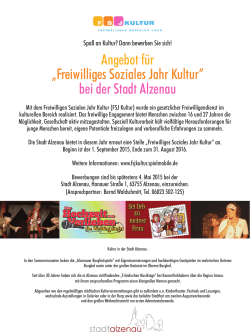 Angebot für „Freiwilliges Soziales Jahr Kultur“ bei der Stadt Alzenau