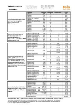 Preisliste Kalksteinprodukte - FELS