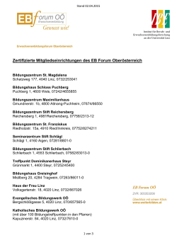 Zertifizierte Mitgliedseinrichtungen des EB Forum Oberösterreich