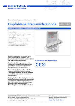 Empfohlene Bremswiderstände - BRETZEL GmbH