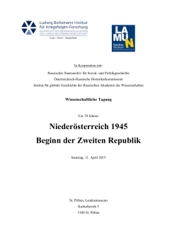 Niederösterreich 1945 Beginn der Zweiten Republik