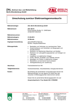 Elektroanlagenmonteur/in (IHK) - ZAL Berlin