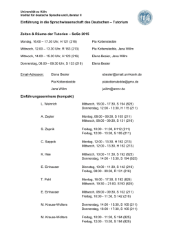 Einf&uuml;hrung in die Sprachwissenschaft des Deutschen &ndash; Tutorium