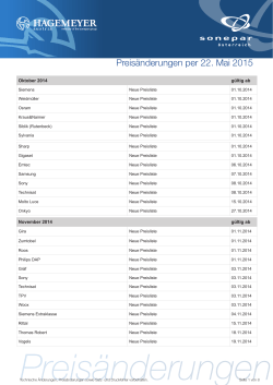 Preisänderungen per 22. Mai 2015
