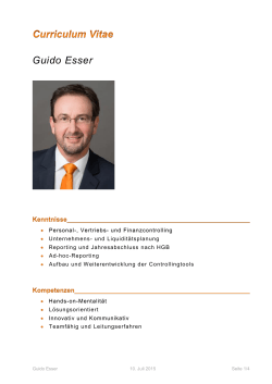 CV Guido Esser - Controlling & Consulting Guido Esser