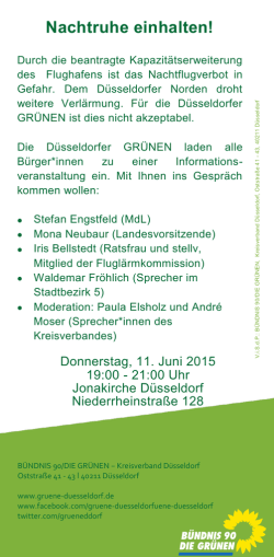 Der Veranstaltungsflyer - BÜNDNIS 90/DIE GRÜNEN Düsseldorf
