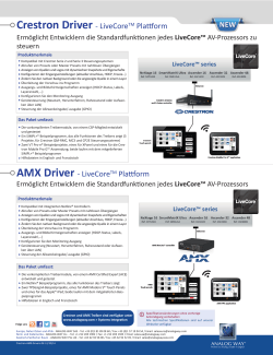 Crestron Driver - LiveCoreTM Plattform AMX Driver