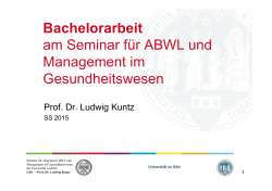 Bachelorarbeit am Seminar für ABWL und Management im