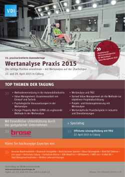 Wertanalyse Praxis 2015 - Amman Projekt Management